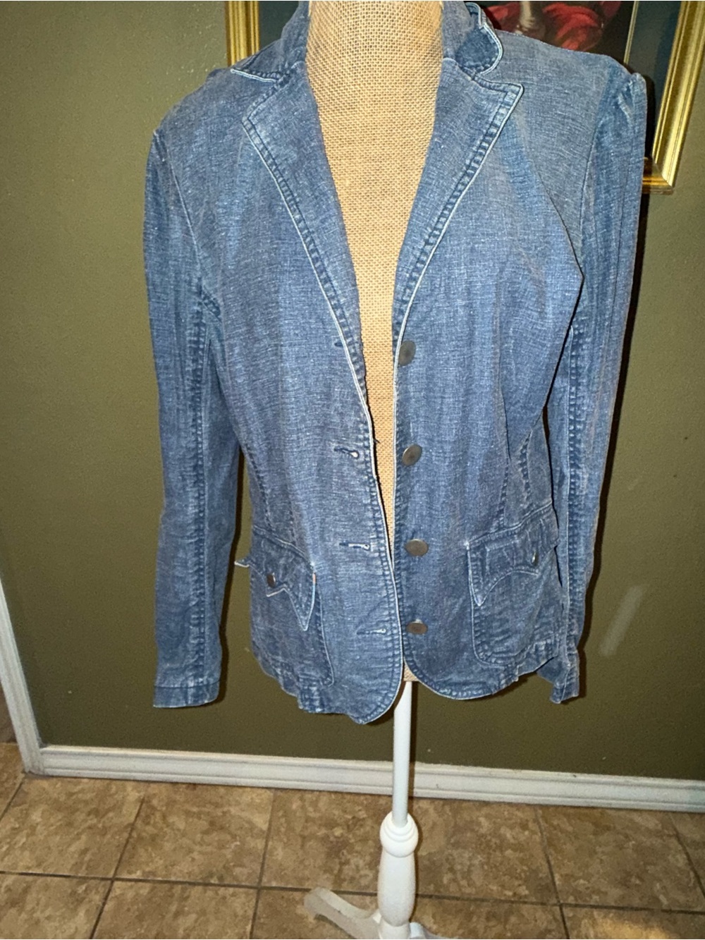 Nicole Miller Light Blue Denim Blazer Jacket